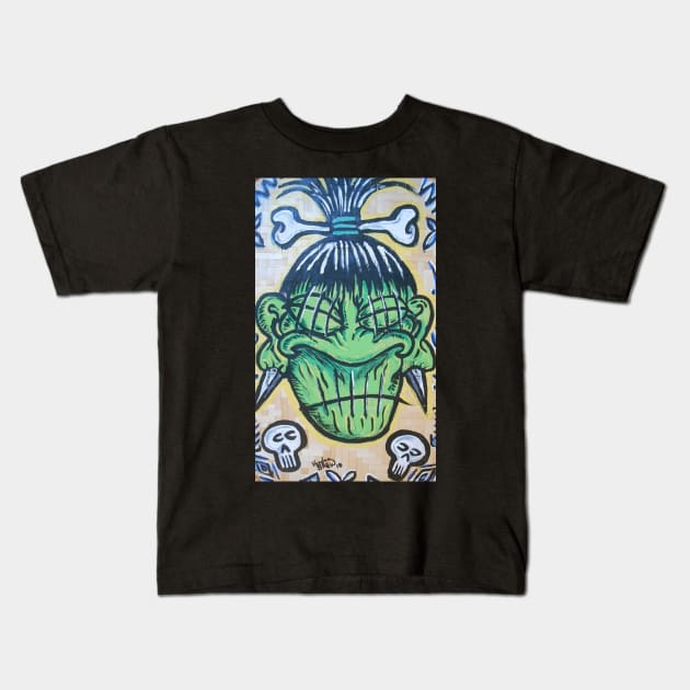 shrunken head Kids T-Shirt by Voodoobrew